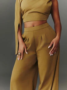 NYA SZN Matching Set Top And Pant Draped - Olive Green - View 4