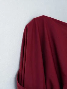 SHEIN EZwear 大尺碼女款純色時尚百搭日常休閒風衣外套 秋季 - 酒紅色 - 查看 3
