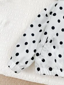 SHEIN 女嬰可愛百搭休閒波點長袖夾克 - 白色 - 查看 6