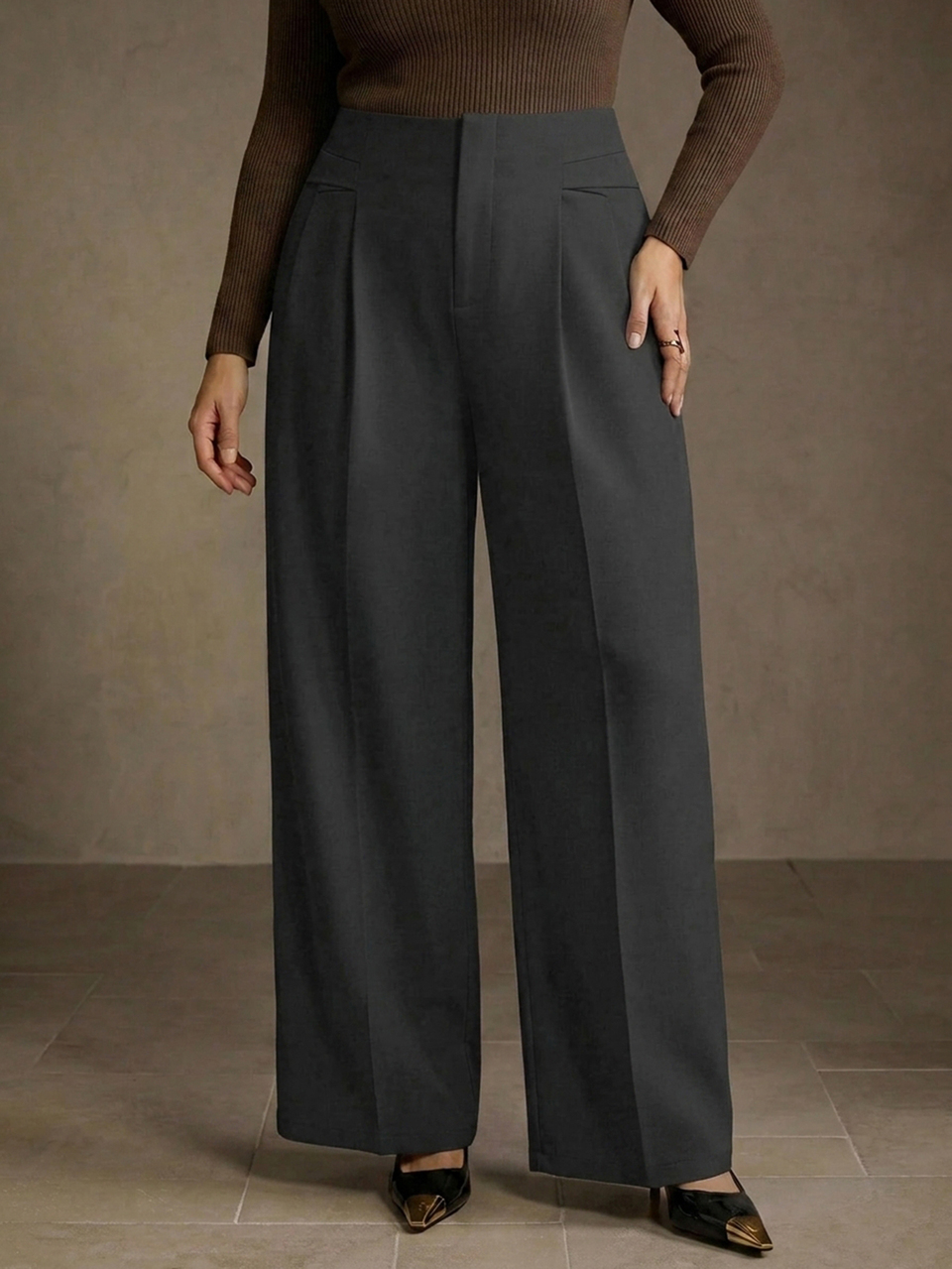 MOTF PLUS SIZE WOMEN PLEATED DESIGN COMMUTER VERSATILE LONG PANTS