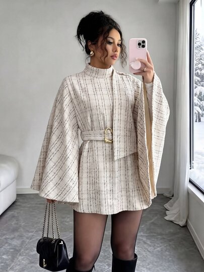 SHEIN Elenzya جاكيت تويد نسائي جديد للخريف/الشتاء