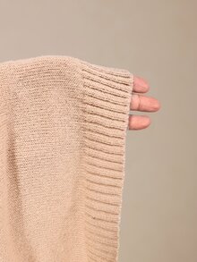 Poéselle 女款休閒日常拉鍊半開襟短袖針織上衣 - 卡其色 - 查看 8