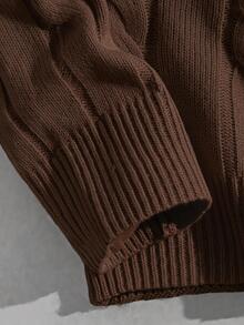 EASEVO Sweater Kasual Pria Ukuran Besar Warna Polos untuk Sehari-hari, Cocok untuk Pesta Halloween, Musim Dingin, dan Musim Gugur. - Coffee Brown - View 4