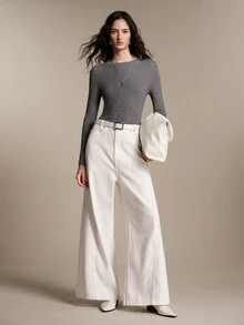 Anewsta Essential Women's Tencel Wool Seamless Knit Top, Slim Fit Basic Sweater, Minimalist Layering Base Layer, Autumn Everyday Home Grey - Grey - View 5
