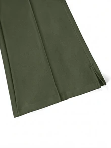 Manfinity Hypemode Men's Casual 80s Strench Flare Pants Solid Color Mid Rise Slim Fit Trousers With Pockets Vacation Holiday Olive Green Autumn - Army Green - View 6