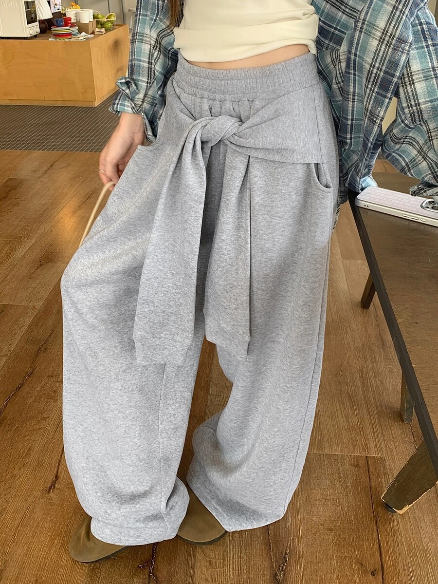 DAZY Women's Loose Spring/Summer Tie-Up Casual Sweatpants Fall - Grey - View 1