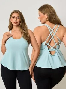 Easithlete Women's Plus Size Solid Color Casual Versatile Daily Pilates Gym Travel Sports T-Shirt Light Blue Summer - Mist Green - View 1