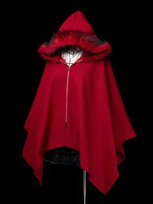 Sunspun Plus Size Women's Fleece Hooded Zip-Up Casual Daily Overcoat Winter - Red - View 1