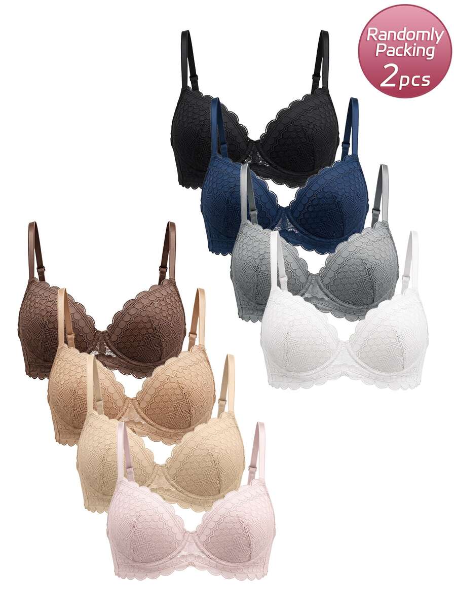 LustreForm Women's Underwire Sexy Lace Comfortable Adjustable Bra Blind Box Random 2/3/5pcs - Multicolor - View 1