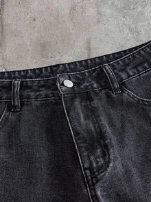 AXEPEAK Men's Patchwork Contrast Color Washed Black & Grey Vintage Long Pants - Multicolor - View 5