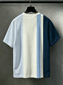 Manfinity Homme 男士休閒舒適上衣，大尺碼男士時尚T恤，男士優雅百搭上衣套裝 - 彩色 - 查看 2