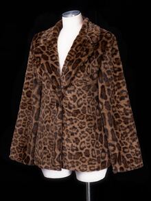 Sunspun Fashionable Leopard Print Mid-Length Faux Fur Jacket Women's Coat Winter - Brown - View 7