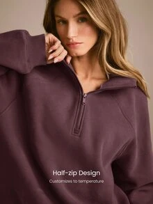 GLOWMODE Heavyweight Fleece Oversized Sweatshirt Jacket Thick Thermal Warm Winter - Chocolate Brown - View 4