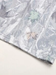 SHEIN 青少年女孩寬鬆版型迷彩印花抽繩腰運動衫運動褲2件組套裝 - 淺灰色 - 查看 9
