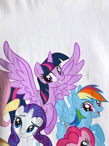 My Little Pony X SHEIN تي شيرت صيفي كاجوال بطبعة كرتونية للفتيات المراهقات - أبيض - مشاهدة 3