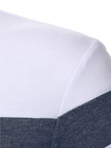 Calvornis Fashion Contrast Color Striped Long Sleeve Men's Polo Shirt - Multicolor - View 3