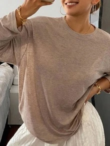 Dazy Plus Solid Color Casual Loose Fit Cover Up, Spring Summer Early Autumn New Women's Top - Khaki - View 1
