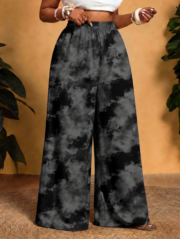 Slaydiva Tie-Dye Plus Size Pants Suitable For Holiday Party Outfits