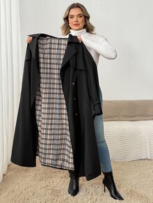 SHEIN CURVE+ 大尺碼大衣，2026年秋冬 22W - 彩色 - 查看 9