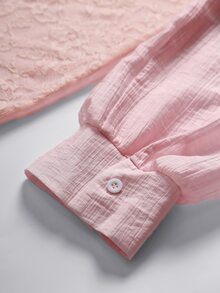 GlowEve CURVE Women's Lace Bowknot Pink Long Sleeve Plus Size Blouse - Pink - View 4