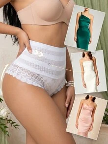 Coutiva Lace Trim High Waist Shaping Panties - White - View 3
