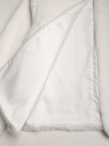 SHEIN 青少年女孩極簡風人造毛皮夾克，適合派對與戶外穿著，秋冬款 - 白色 - 查看 8