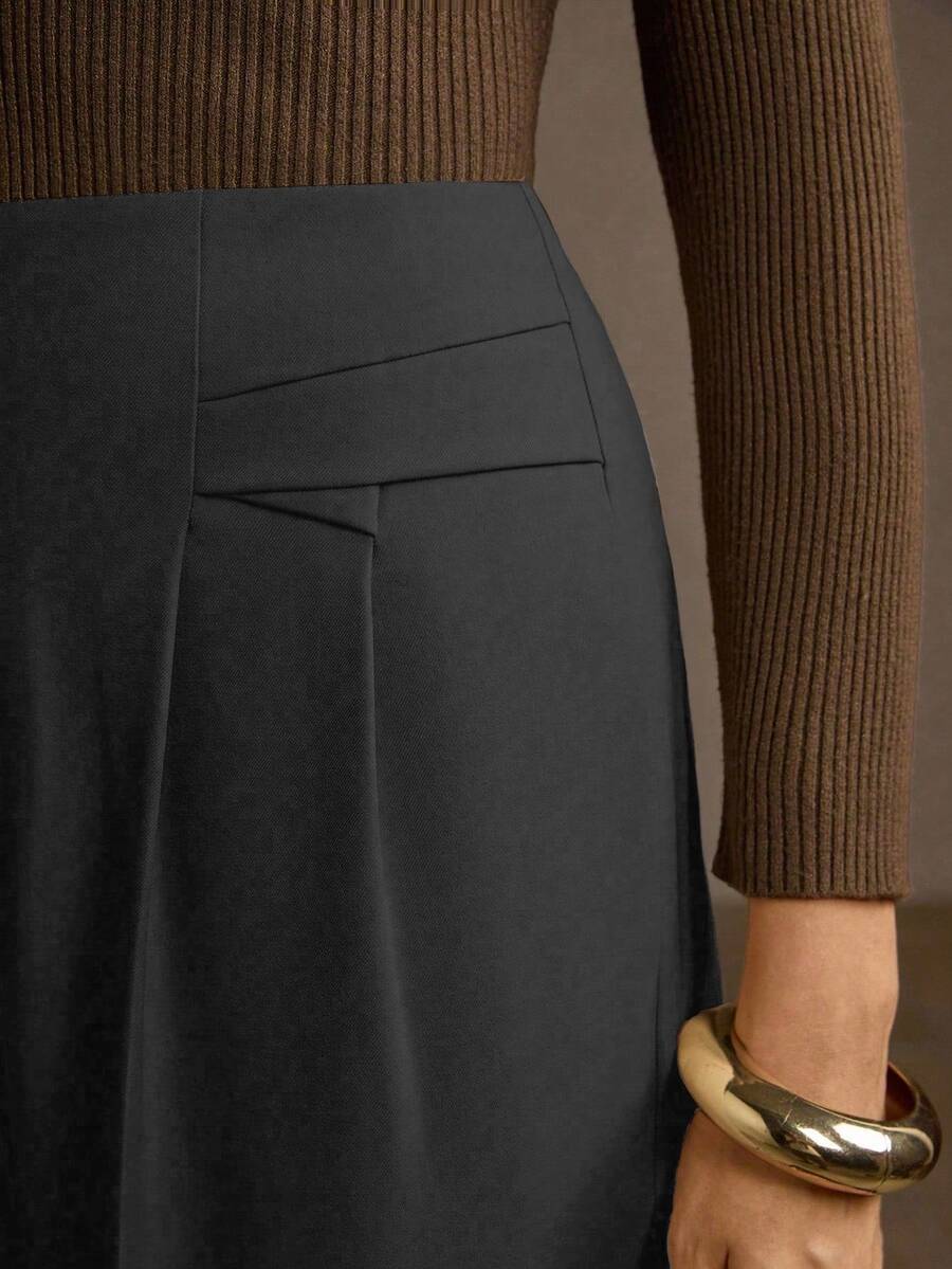 MOTF PREMIUM PLUS SIZE WOMEN PLEATED DESIGN COMMUTER VERSATILE LONG PANTS - Grey - View 2