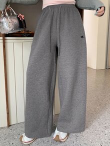 Dazy Plus Plus Size Women's Drawstring Waist Casual Versatile Everyday Sweatpants Fall - Grey - View 4