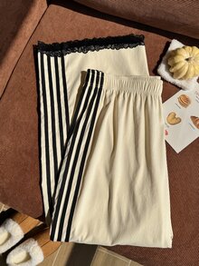 Comfortcana 新款大尺碼休閒黑色百搭極簡風長褲 - 淡黃色 - 查看 4