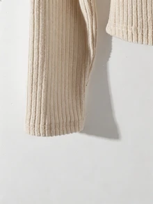Franclia Kaos Wanita Musim Semi/Gugur Warna Aprikot Polos Rajut Elastis Potongan Ramping Kerah Bergaris Dekorasi Kancing Pita Lengan Panjang Leher Persegi, Sehari-hari, Elegan ala Prancis, Atasan Aprikot, Musim Gugur/Dingin, Serbaguna untuk Sehari-hari - Aprikot - View 4