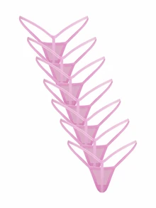 Ocili 7件組棉質舒適極簡風大包裝迷你女款丁字褲 - 粉色 - 查看 2