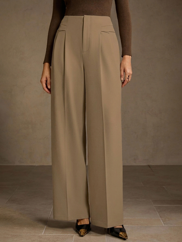 MOTF PREMIUM ELEGANT COMMUTER STRUCTURED STRAIGHT LEG PANTS - Khaki - View 3
