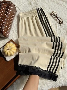 Comfortcana 新款大尺碼休閒黑色百搭極簡風長褲 - 淡黃色 - 查看 5