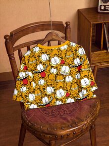 GARFIELD | SHEIN Women's All-Over Print Casual Versatile Daily Wear T-Shirt - White - View 2