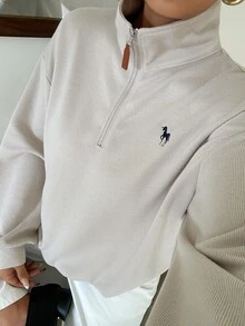 Dazy Plus Pattern Embroidered Loose Long Sleeve Casual Streetwear Autumn/Winter New Sweatshirt - Apricot - View 1