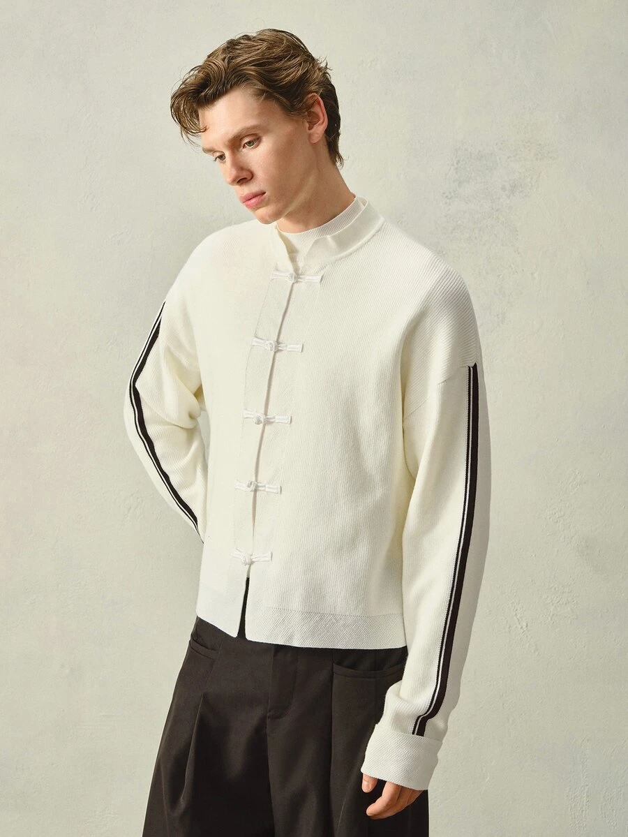 RONVEXI Men's Autumn/Winter Casual Frog Button Cardigan