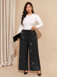 Comfylo Spring/Summer Casual Woven Embroidered Vacation Outing Plus Size Long Pants - Black - View 5