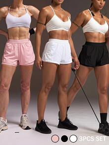 Powerista 女款黑白粉 2-in-1 短褲 3 件式運動套裝 - 彩色 - 查看 11