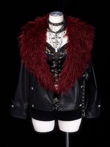 Sunspun Jaket Wanita Ukuran Besar Lengan Panjang Kasual Gaya Gothic Elegan dengan Hiasan Bulu Halus dan Patchwork untuk Musim Gugur, Halloween, Pakaian Tidur, Pakaian Keluar, Warna Hitam - Hitam - View 1