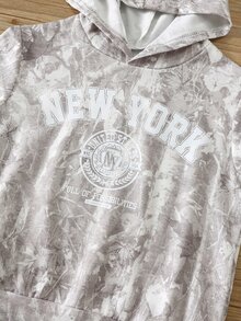 SHEIN 兒童小男孩休閒極簡 Y2K 嘻哈搖滾塗鴉運動風寬鬆舒適運動衫 - 彩色 - 查看 4