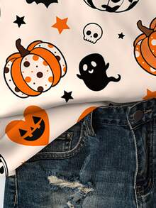 EMERY ROSE Sweatshirt Lengan Panjang Kasual Ukuran Besar dengan Motif dan Kelelawar Halloween - MultiWarna - View 4