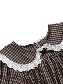Sweetness Women's French Plaid Back To School Collegiate Shirt - Brown - View 3