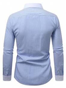 Manfinity Homme Plus Size Men's Striped Casual Long Sleeve Shirt For Daily Wear - Multicolor - View 2
