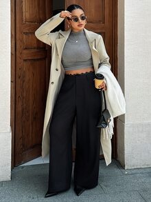Dazy Plus Fun Commute Casual Waist Lace Patchwork Design Black Versatile Long Pants For Spring And Autumn - Black - View 4