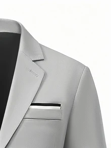Manfinity Mode Men's Minimalist Fashion Jacket & Pants Suit Set - Light Grey - View 4