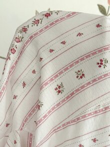 CottageSlumber Set Piyama Santai Ukuran Plus dengan Motif Kerut Gelembung, Model Kemeja, dan Kancing Depan - Baby Pink - View 8