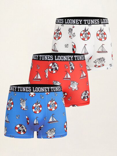 LOONEY TUNES X SHEIN Men's Casual Cartoon Print Boxer Briefs
