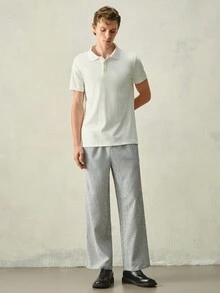 RONVEXI 男士休閒百搭通勤素色長褲 - 黑與白 - 查看 5