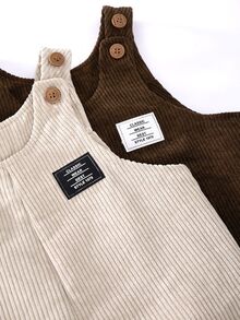 SHEIN Baby Boy Decorative Woven Label Suspender Jumpsuit, Versatile & Comfortable Pcs - Multicolor - View 6