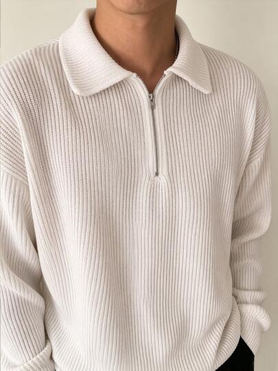 JOLTRO Men's Solid Color Casual Daily Long Sleeve Polo Shirt